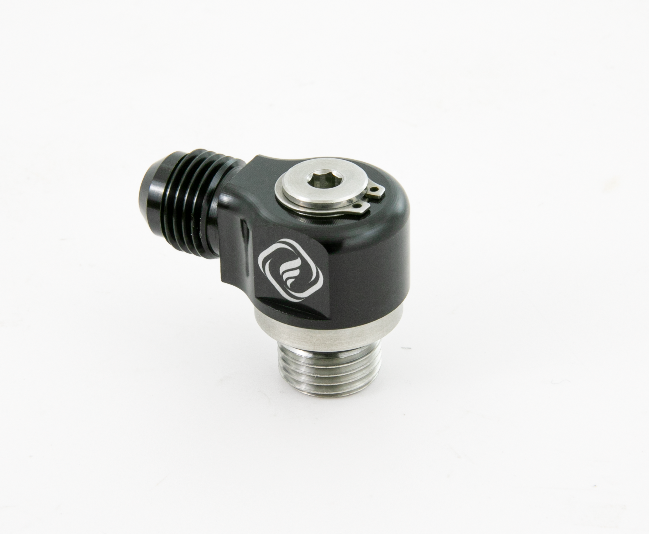 F-Series -6ORB to -6AN 90 Degree Swivel Fitting