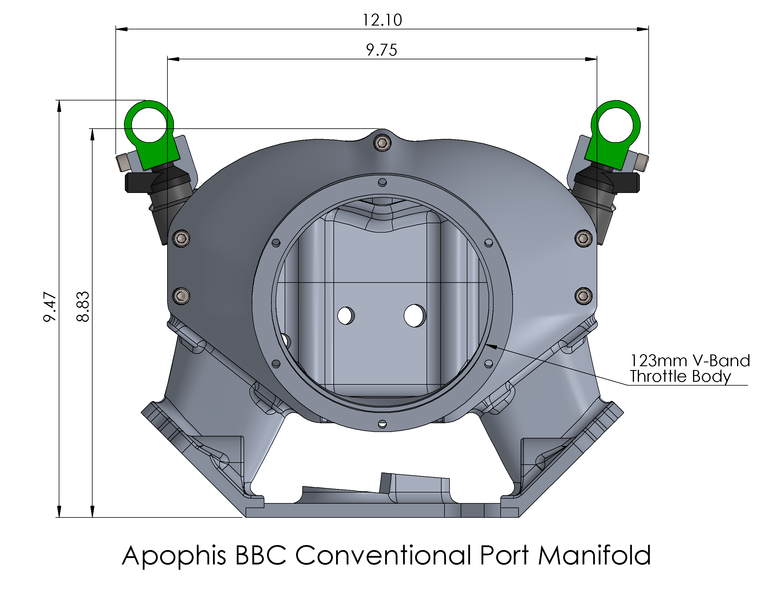 Apophis - Conv. Big Block Chevy (BB3 Xtra Oval) Billet Intake Manifold
