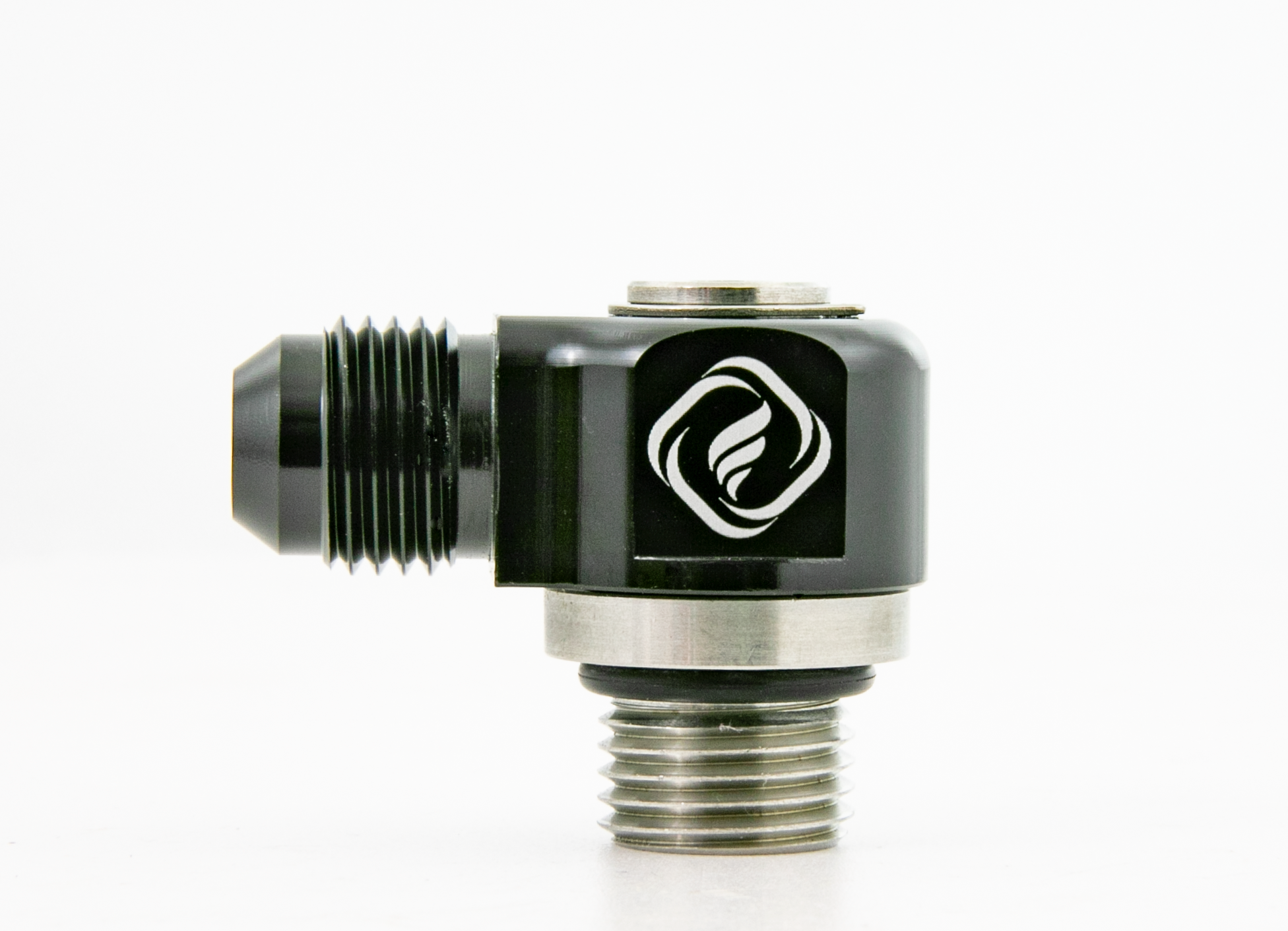 F-Series -6ORB to -6AN 90 Degree Swivel Fitting