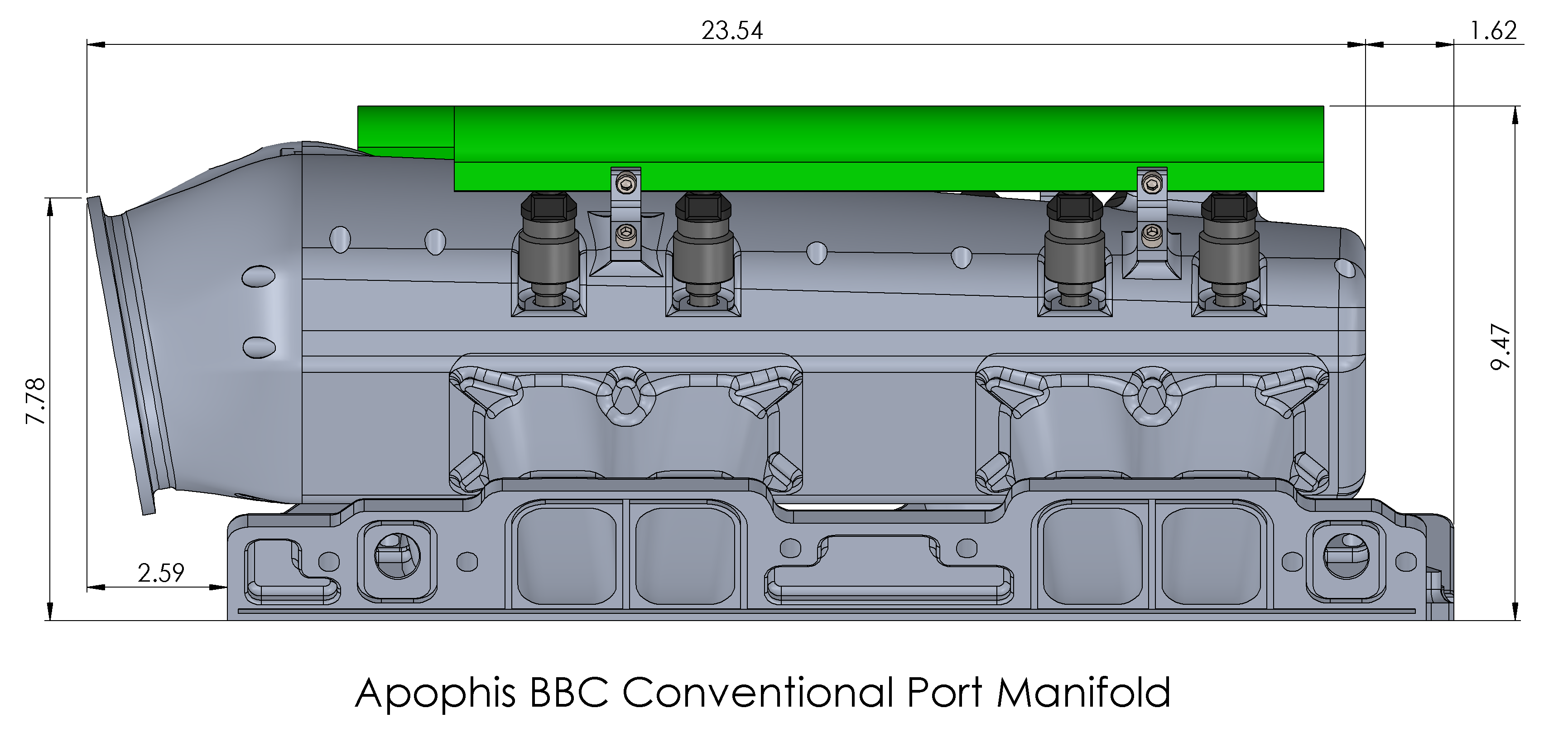 Apophis - Conv. Big Block Chevy (BB3 Xtra Oval) Billet Intake Manifold
