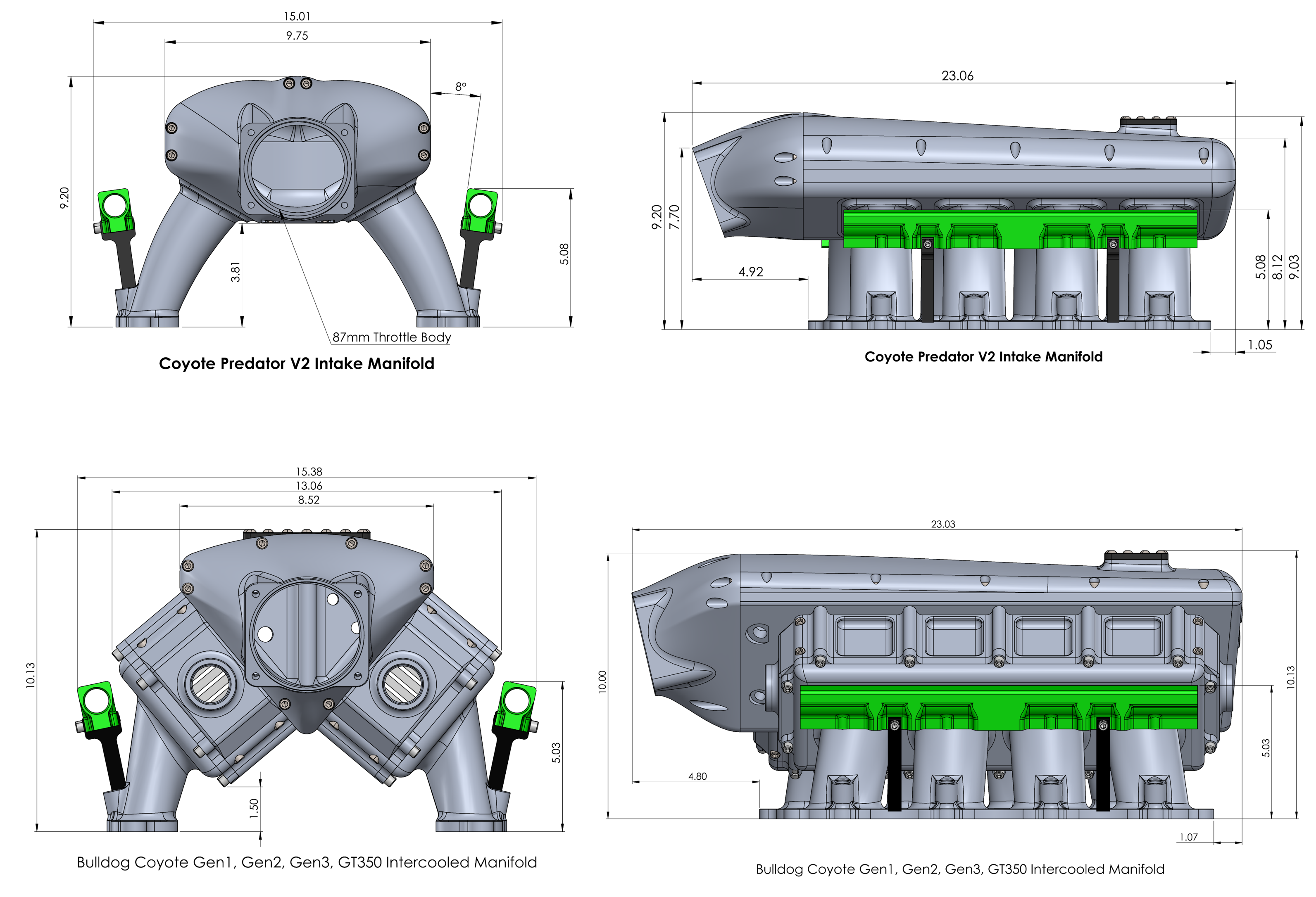 Bulldog - Coyote 5.0 / GT350 Intercooled Billet Intake Manifold