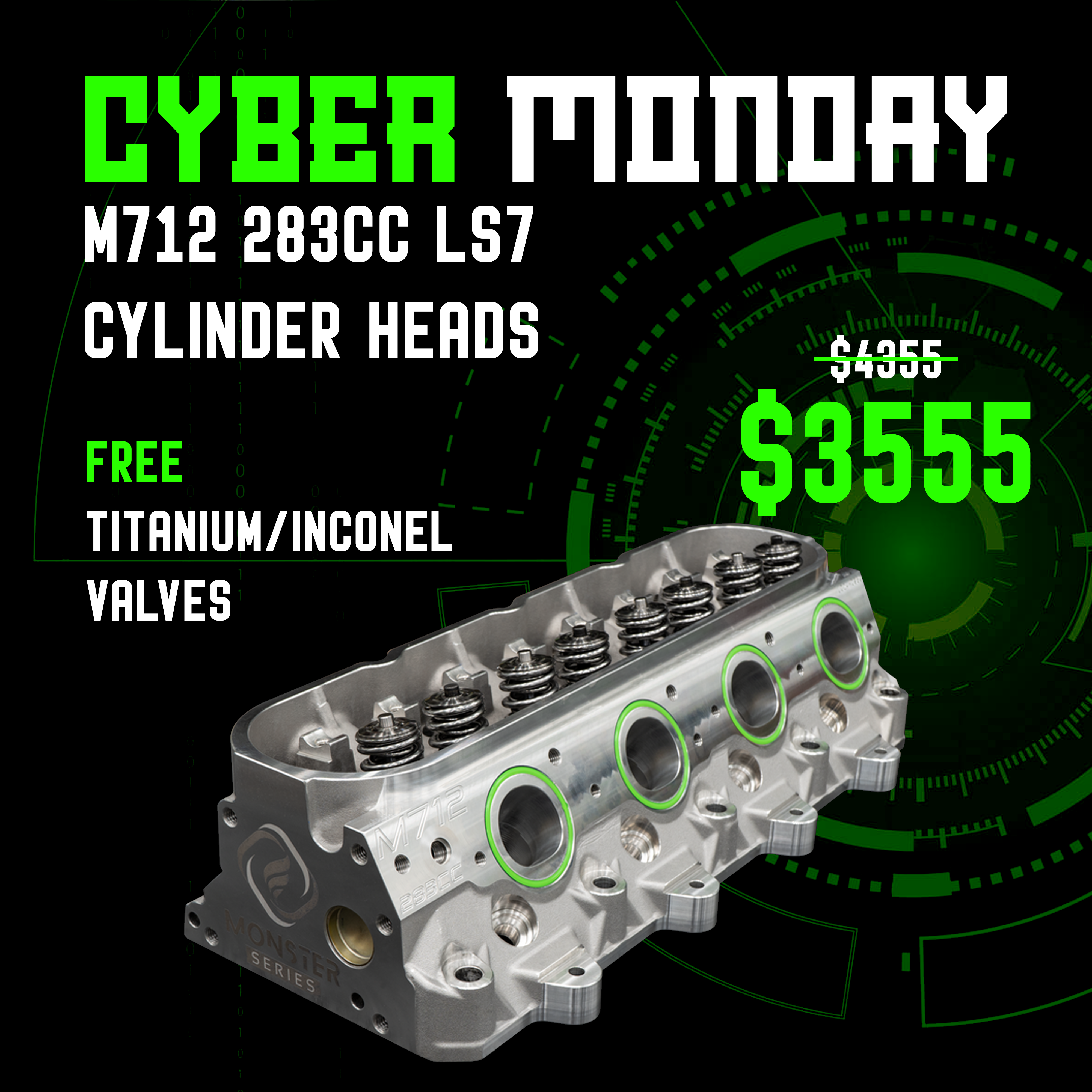 M712 283cc LS7 Cylinder Heads Cyber Monday Special