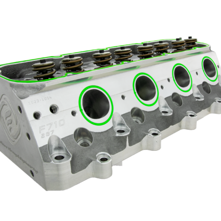 High resolution image of F-Series high performance LS7 cylinder heads assembled with Shaft Mount for hydraulic roller lifters.